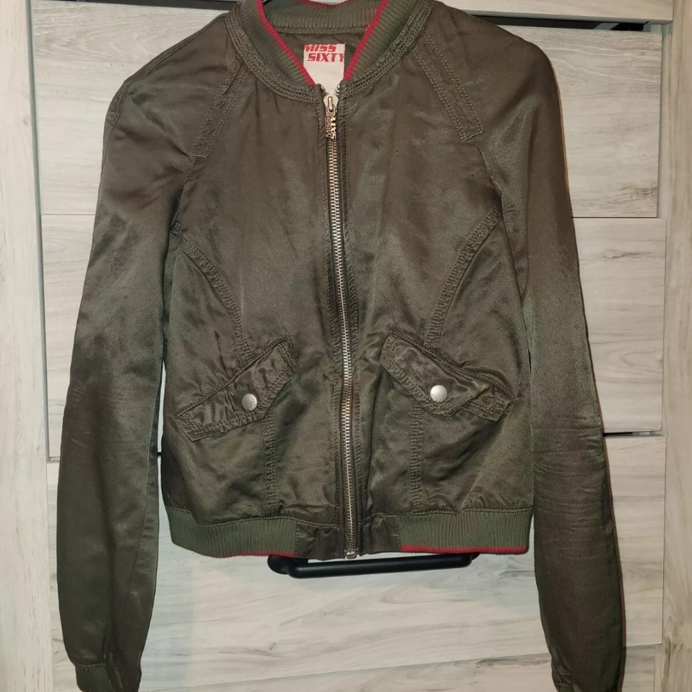 Missy Sixty Y2K Olive Green Bomber Jacket Size L